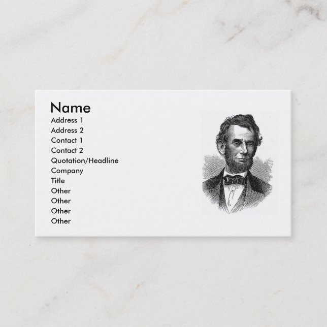 Abraham Lincoln Business Card Visitenkarte (Vorderseite)