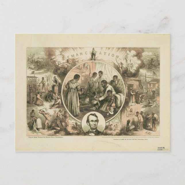 Abraham Lincoln Emanzipation Proclamation Collage Postkarte (Vorderseite)