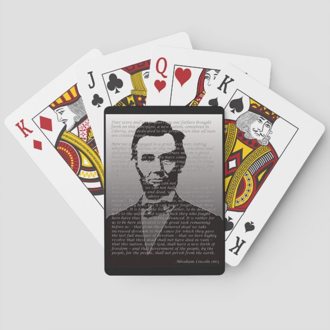 Abraham Lincoln Gettysburg Rede und Karte Spielkarten (Rückseite)