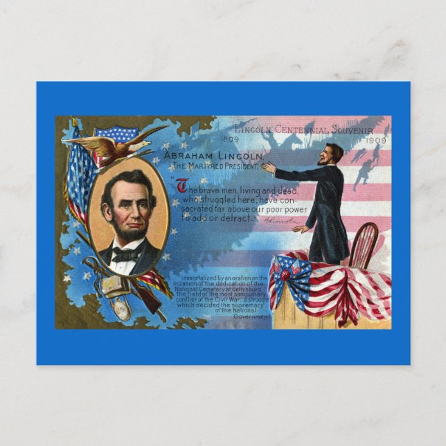 Abraham Lincoln Giving Gettysburg Rede Postkarte (Vorderseite)