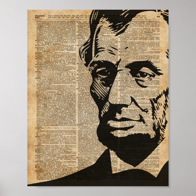 Abraham Lincoln Historisches Vintages Wörterbuch Poster (Vorne)