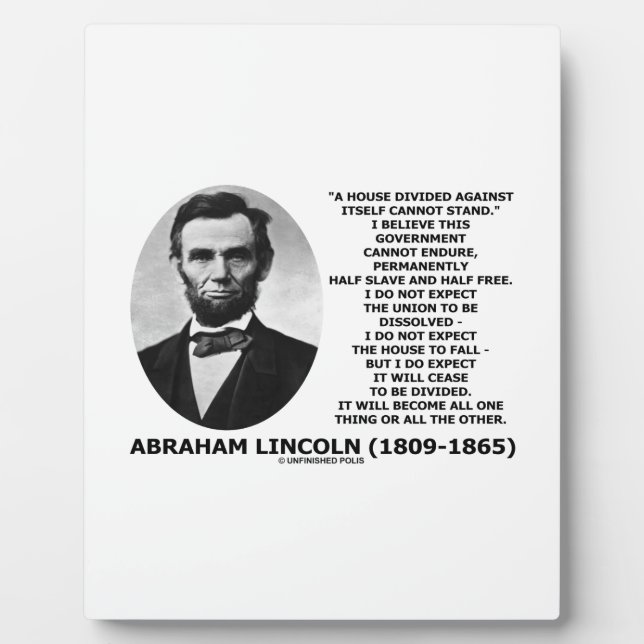 Abraham Lincoln House Dividenden kann kein Zitat h Fotoplatte (Vorderseite)