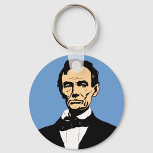 Abraham Lincoln-Illustration auf Blau Schlüsselanhänger