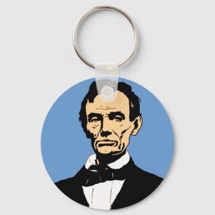Abraham Lincoln-Illustration auf Blau Schlüsselanhänger