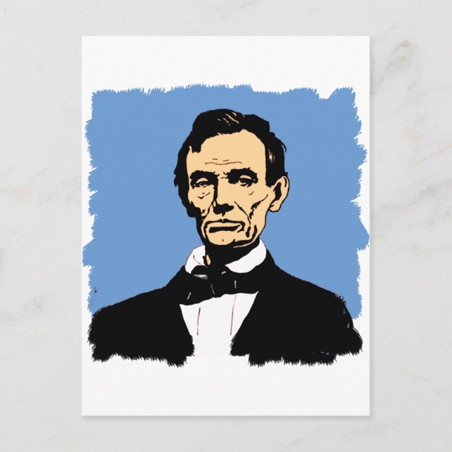 Abraham Lincoln Illustration on Blue Postkarte (Vorderseite)