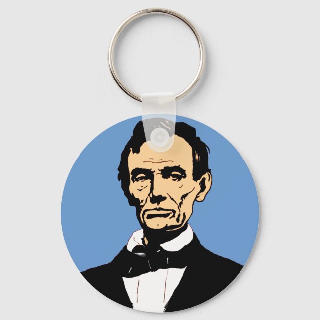 Abraham Lincoln Illustration on Blue Schlüsselanhänger (Vorderseite)