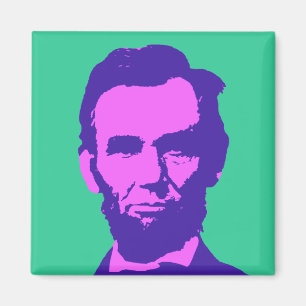 Abraham Lincoln im Pop Art Pink & Lila Magnet