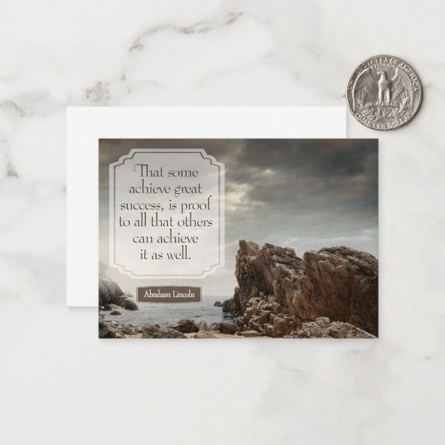 Abraham Lincoln Inspiration Zitat "Erfolg" Mitteilungskarte (Vorderseite/Rückseite Beispiel)
