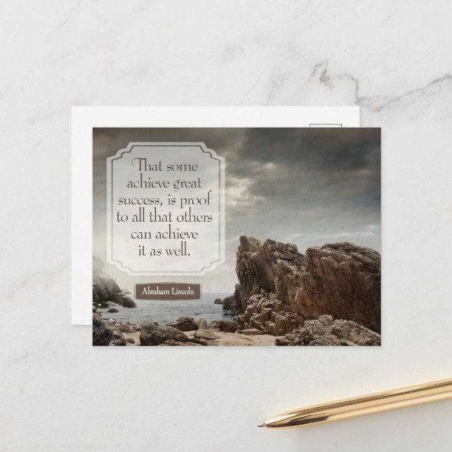 Abraham Lincoln Inspiration Zitat "Erfolg" Postkarte (Vorderseite/Rückseite Beispiel)