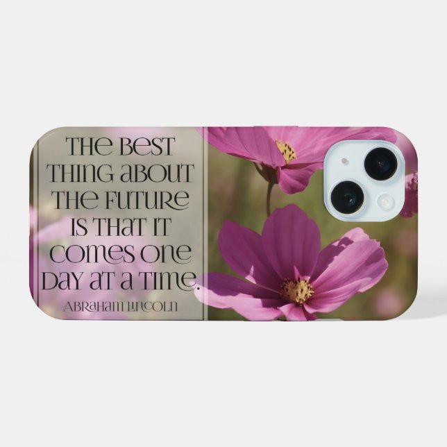 Abraham Lincoln inspirierendes Zitat "Die Zukunft" iPhone 15 Hülle (Rückseite (Horizontal))