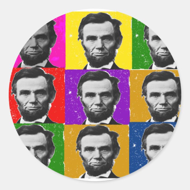 Abraham Lincoln Kunstgeschenke - Einzigartige 9 Fo Runder Aufkleber (Vorderseite)