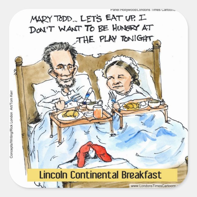 Abraham Lincoln & Mary Todd Frühstück im Bett Quadratischer Aufkleber (Vorderseite)