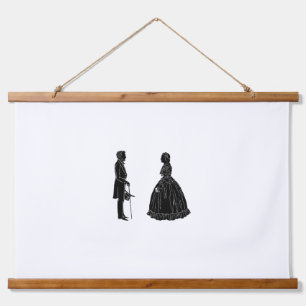 abraham lincoln mary todd lincoln silhouette ballo wandteppich mit holzrahmen