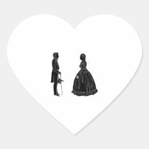 abraham lincoln mary todd lincoln silhouette Herz-Aufkleber