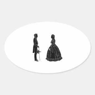 Abraham Lincoln Mary Todd Lincoln Silhouette Ovaler Aufkleber