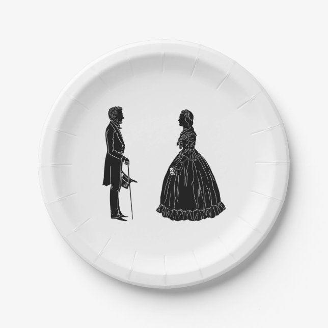 Abraham lincoln mary todd lincoln Silhouette Pappteller (Vorderseite)