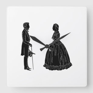 Abraham Lincoln Mary Todd Lincoln Silhouette Quadratische Wanduhr