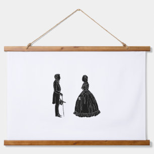 Abraham Lincoln Mary Todd Lincoln Silhouette Wandteppich Mit Holzrahmen