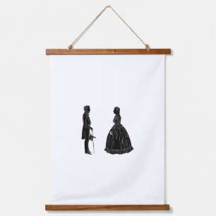 abraham lincoln mary todd lincoln silhouette wandteppich mit holzrahmen