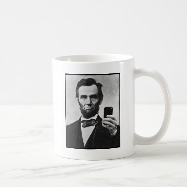 Abraham Lincoln mit Handy Kaffeetasse (Rechts)