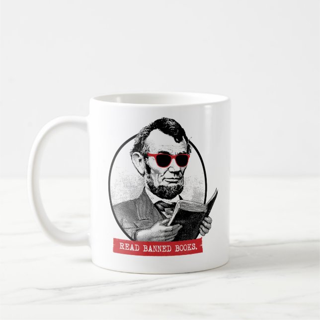 Abraham Lincoln Reads Banned Books Kaffeetasse (Links)