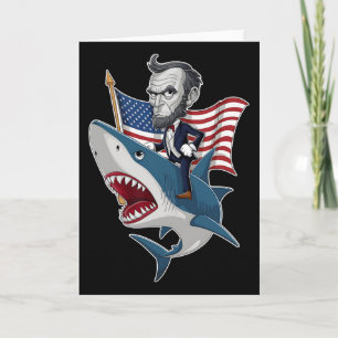 Abraham Lincoln reitet auf einem Hai 4. Juli Patri Karte