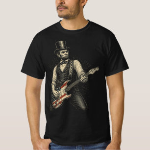 Abraham Lincoln Rock Gitarre Amerikanische Flagge T-Shirt