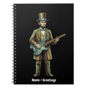 Abraham Lincoln Rockende Kopfloze Gitarre Holzbloc Notizblock