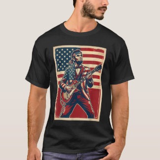 Abraham Lincoln Rockstar Amerikanische Flagge T-Shirt