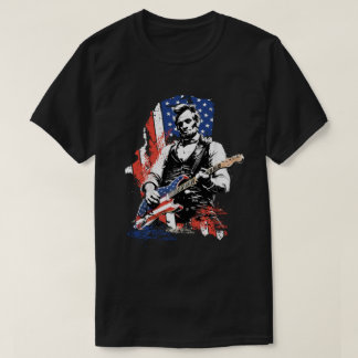 Abraham Lincoln Rockstar | Patriotische USA-Flagge T-Shirt