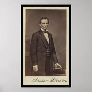 Abraham Lincoln Signed Card 1860 Poster