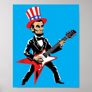 Abraham Lincoln spielt Gitarre - Lustige Kinder Poster