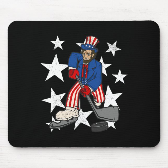 Abraham Lincoln spielt Hockey Spaß 4. Juli Hoc Mousepad (Vorne)