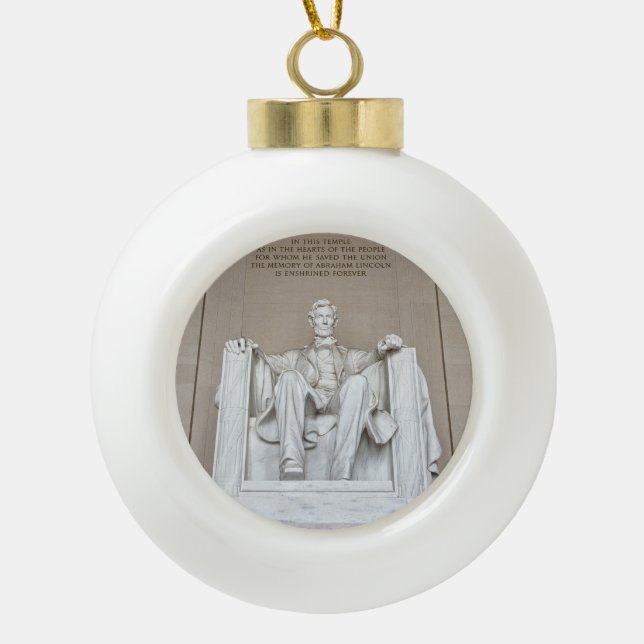 Abraham Lincoln Statue Keramik Kugel-Ornament (Vorderseite)