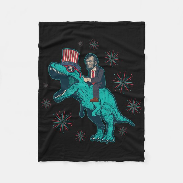 Abraham Lincoln T Rex Dinosaur 4. Juli Amerika Fleecedecke (Vorderseite)