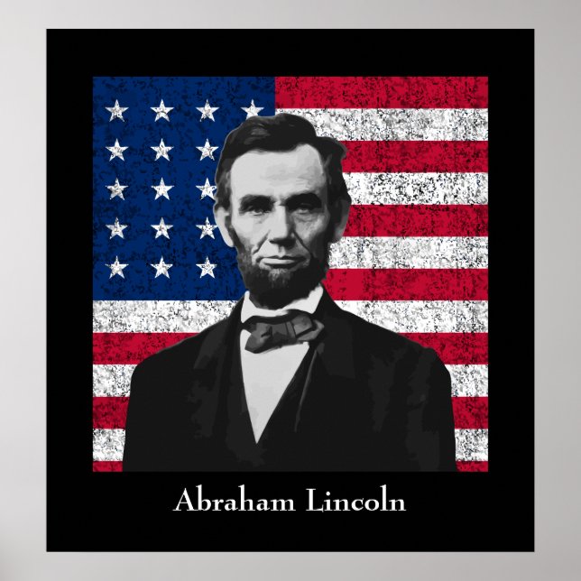 Abraham Lincoln und die amerikanische Flagge Poster (Vorne)