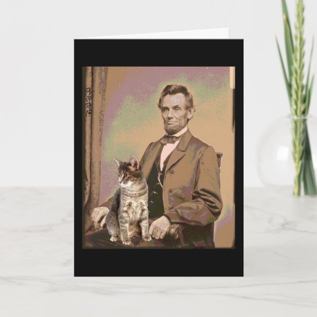Abraham Lincoln und seine Katze Dixie Karte (Vorderseite)