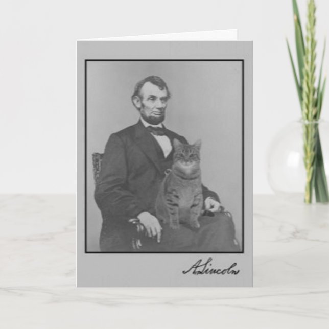 Abraham Lincoln und seine Katze "Gloria" Karte (Vorderseite)
