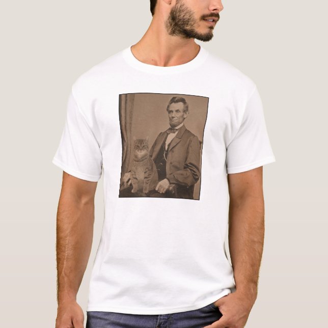 Abraham Lincoln und seine Katze "Gloria " T-Shirt (Vorderseite)