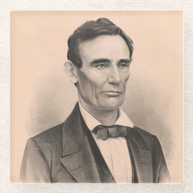 Abraham Lincoln zum Präsidenten gewählt 1860 Litho Glasuntersetzer (Vorderseite)
