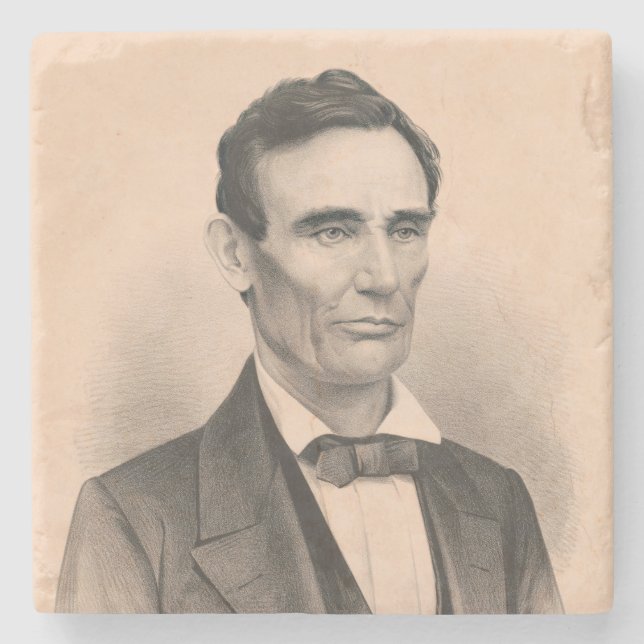Abraham Lincoln zum Präsidenten gewählt 1860 Litho Steinuntersetzer (Vorderseite)