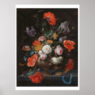 Abraham Mignon Still Life mit Blume und einer Uhr Poster