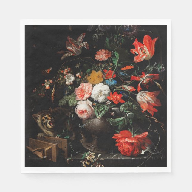 Abraham Mignon The Overwente Bouquet. floral Serviette (Vorderseite)