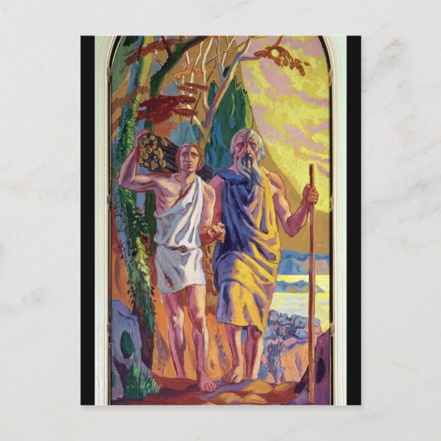 Abraham wird Isaac seinen Sohn anbieten Postkarte (Vorderseite)
