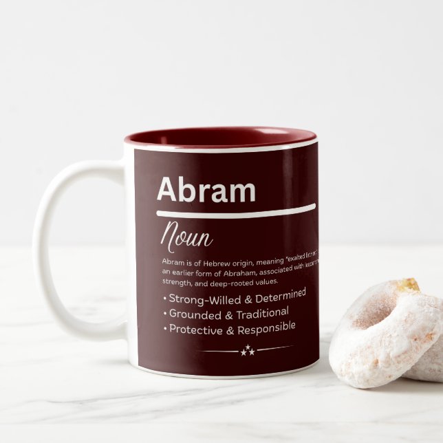 Abram Personalized Name Zweifarbige Tasse (Mit Donut)