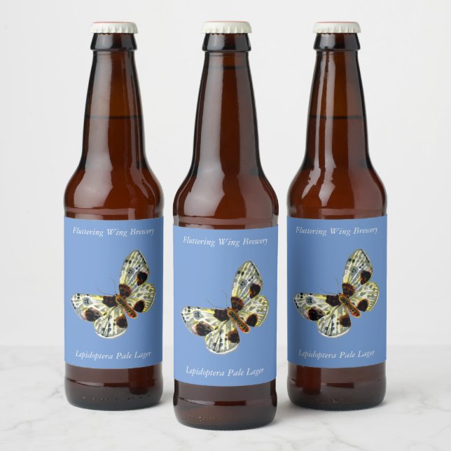 Abraxas sylvata - Der Clouded Magpie Moth Beer Bot Bierflaschenetikett (Flaschen)