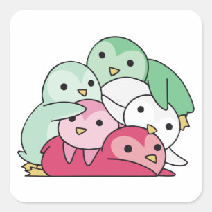 Abrosexual Flagge Pride lgbtq Niedlich Penguin Quadratischer Aufkleber