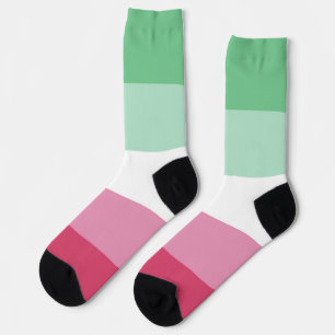 Abrosexual Wassermelone Grün Rosa Streifen LGBT Socken