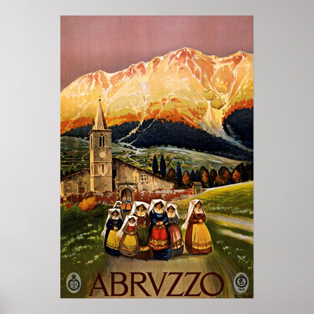Abruzzo Italien Vintage Travel Poster (Vorne)
