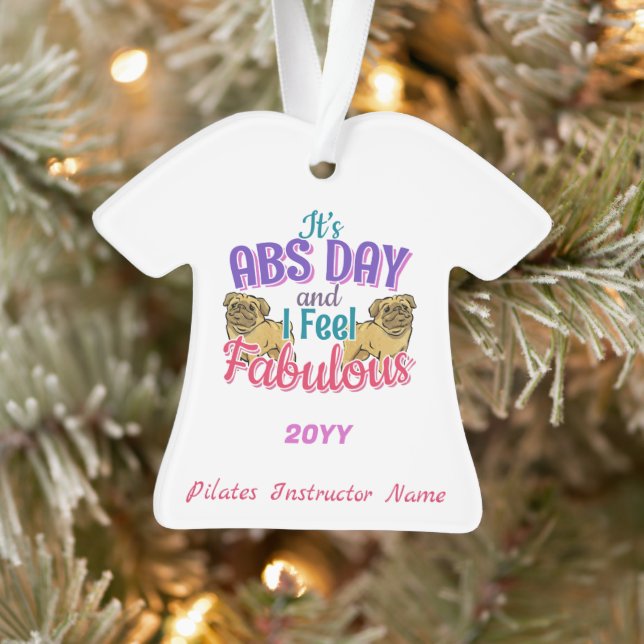 Abs Day Core Workout - Mops Dog Lover Ornament (Baum)